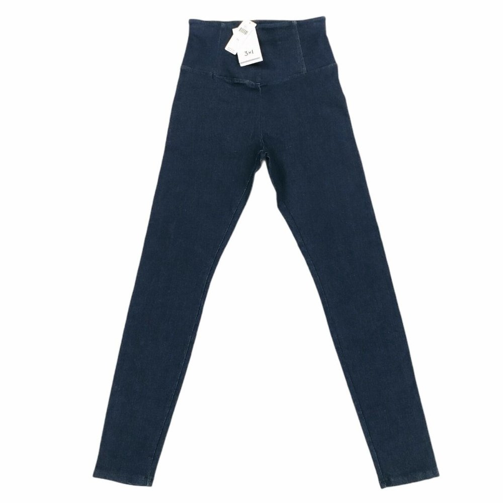 NWT 3x1 Women's EVIE Coco High Rise Stretch Denim Cropped Leggings XS 23x27 Blue